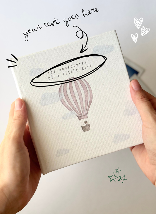 Example showing where personalized text appears on the photo album cover.