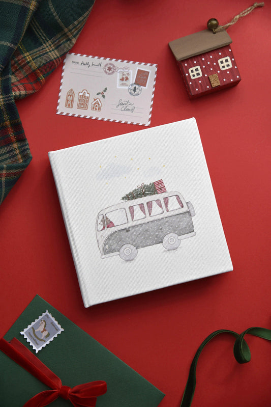 Personalized Festive Bear in a Van Handmade Photo Album