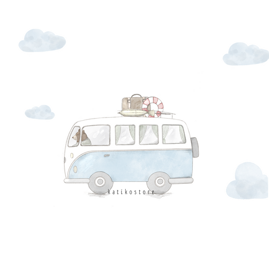 Personalized Bear in a Blue Van Handmade Photo Album