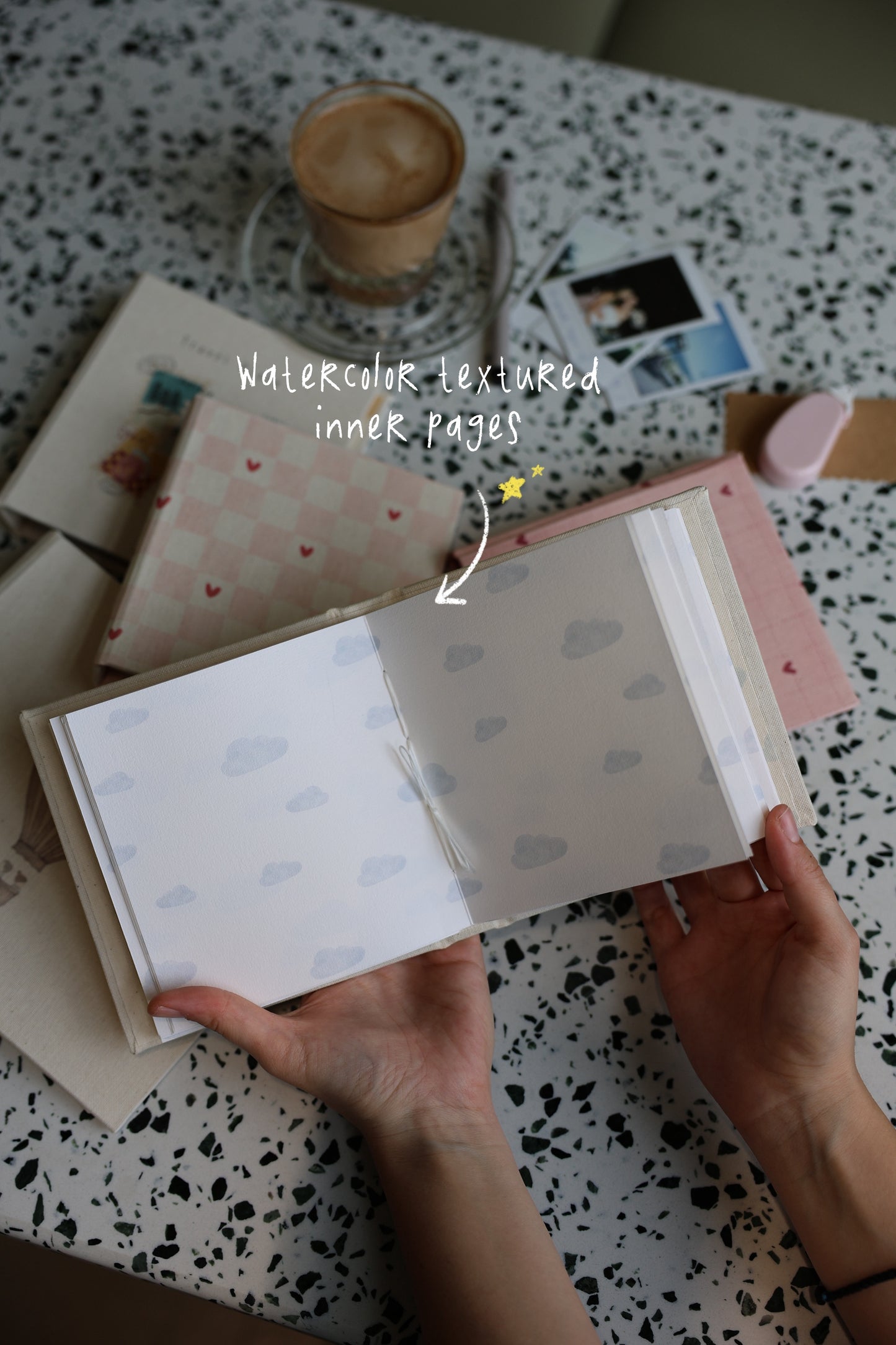 Personalized Baby Pink Heart Pattern Handmade Photo Album