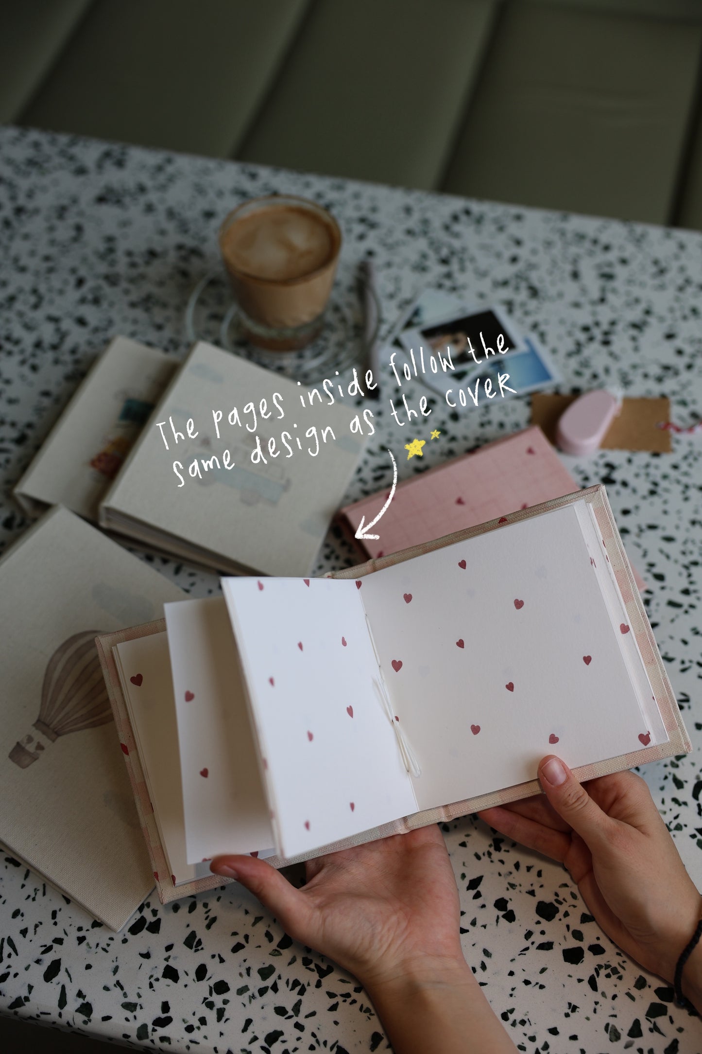 Personalized Baby Pink Heart Pattern Handmade Photo Album